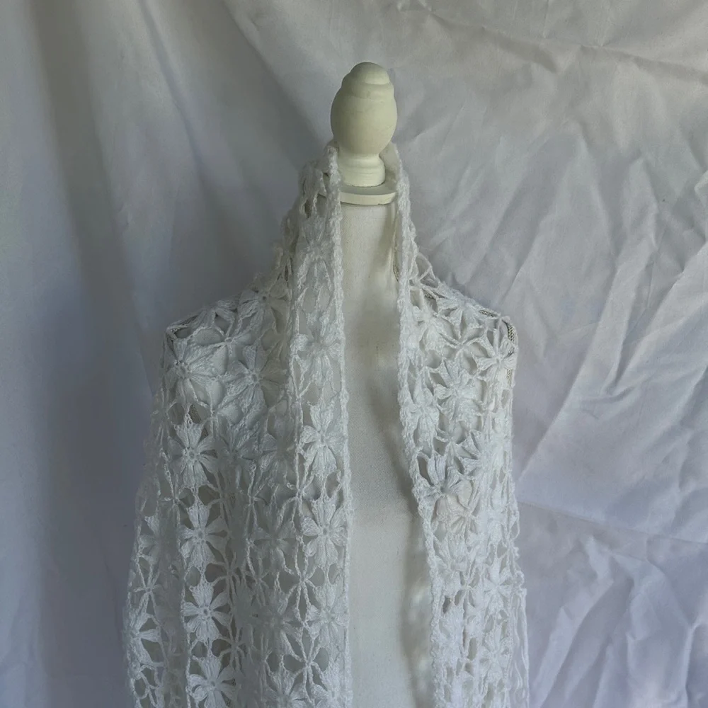 Elegant White Crochet Shawl